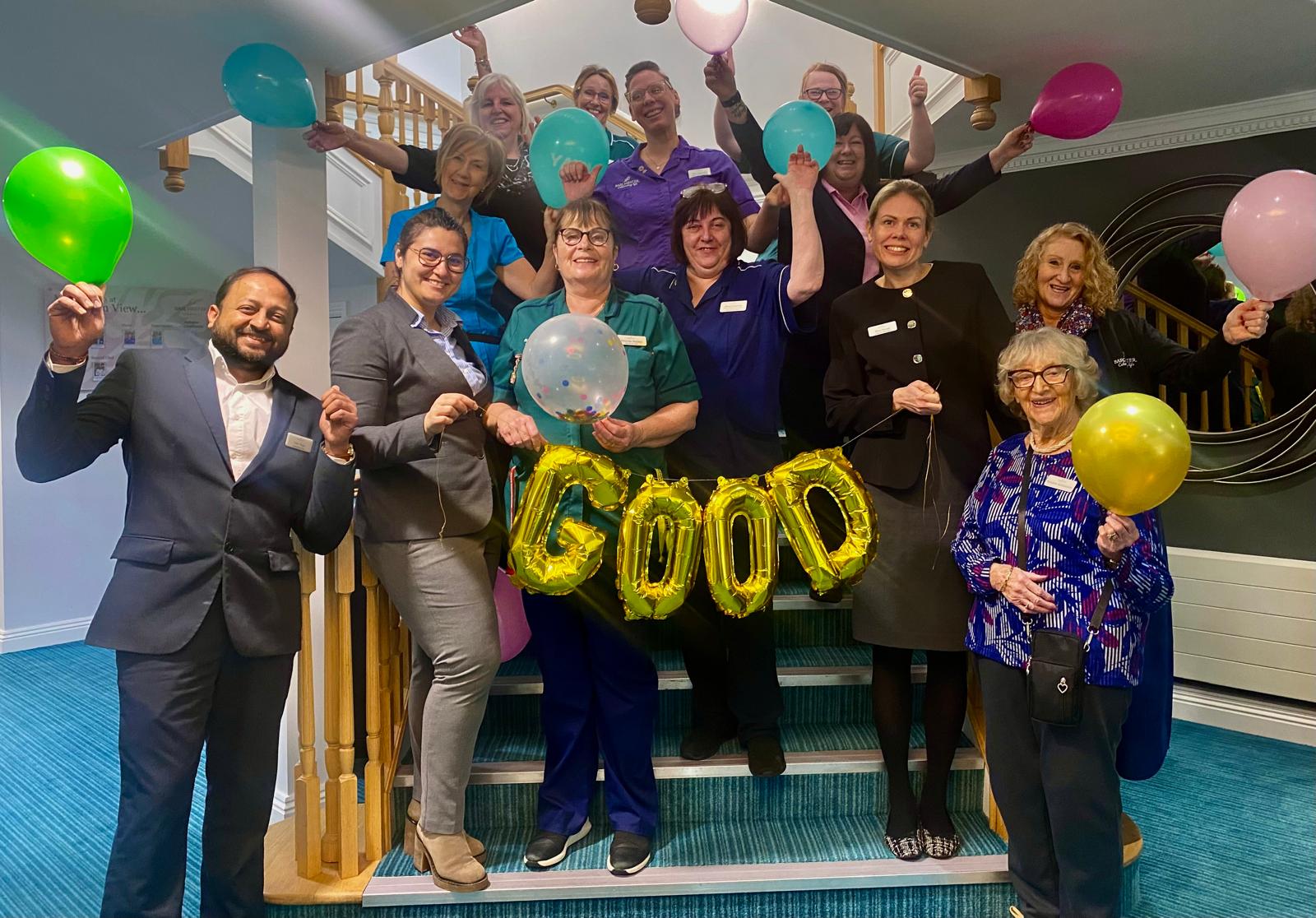 Staff and Residents Celebrate the 'Good' CQC Rating at Brampton view 