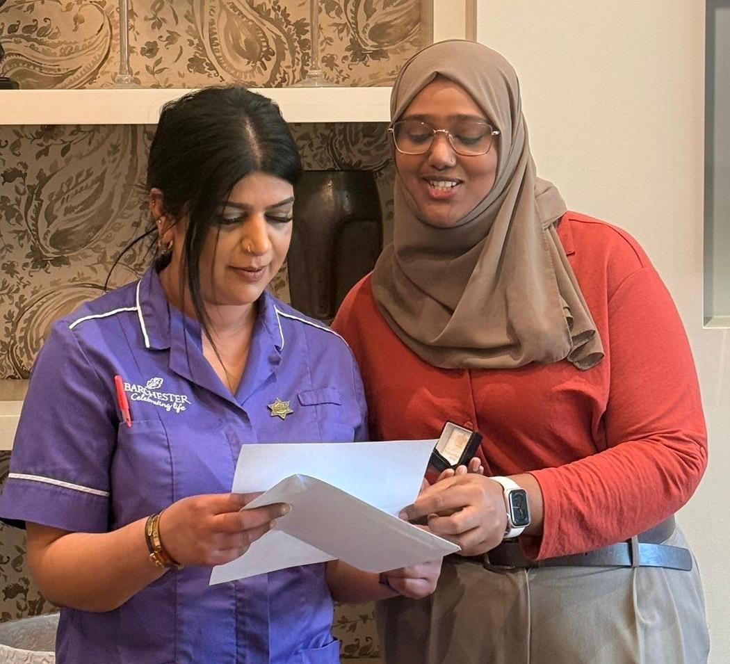 Snobia received a personal thank you letter from Barchester's CEO Dr Pete Calveley