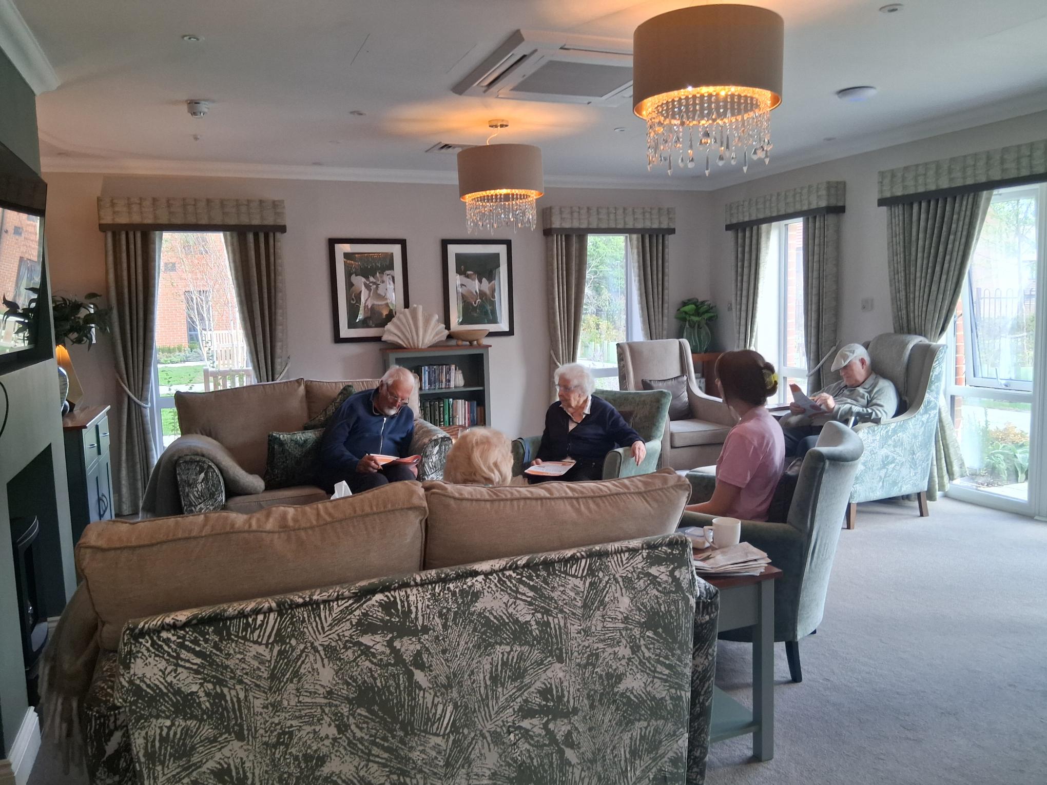 Word search fun in Dame Ethel Lounge