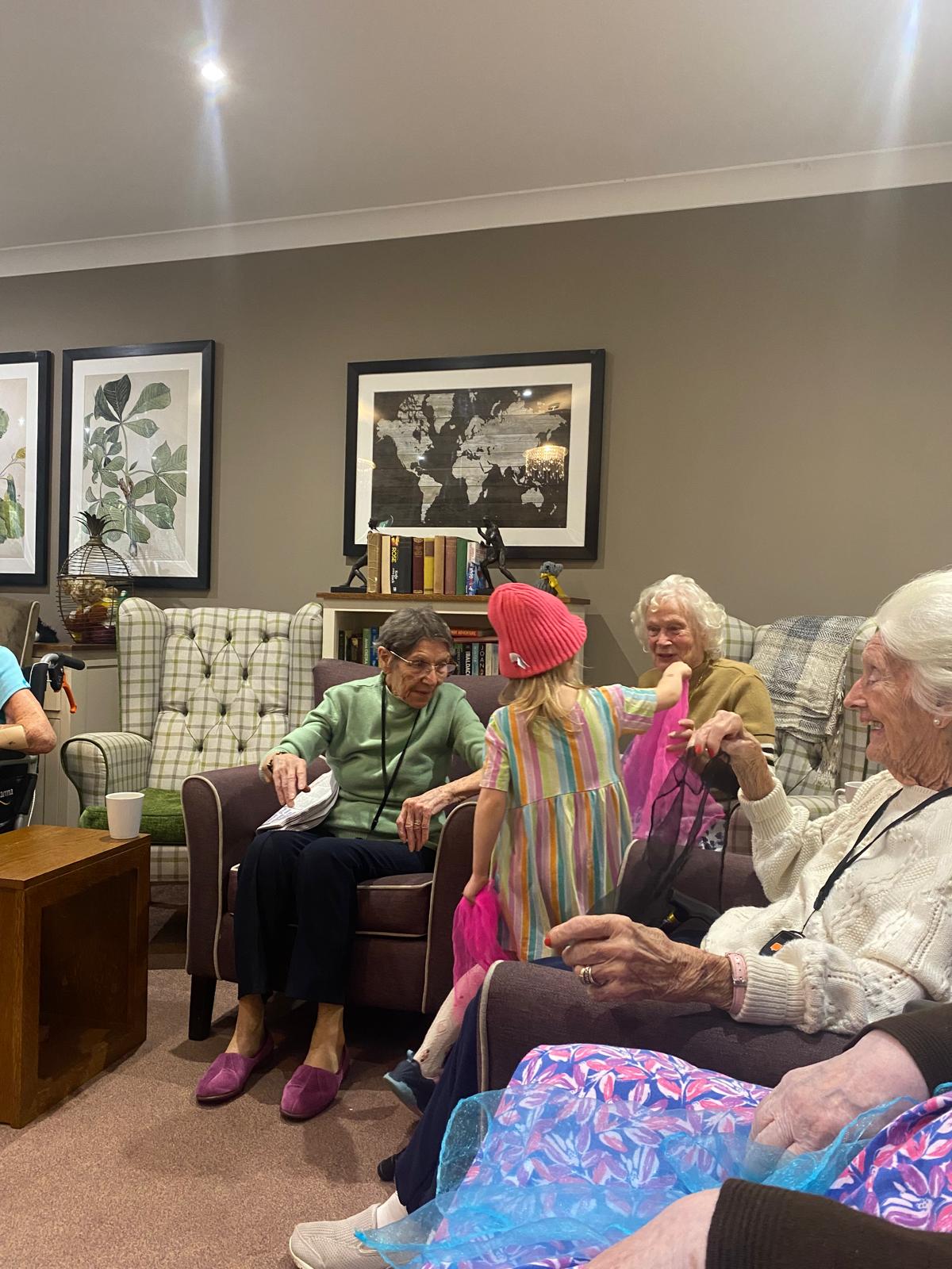Generations come together when Boogie Beats bring children to play with the residents