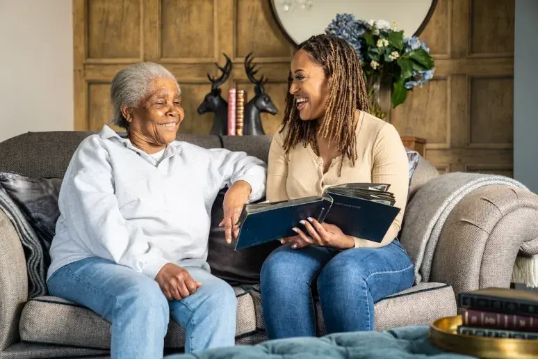 Woman and her family member