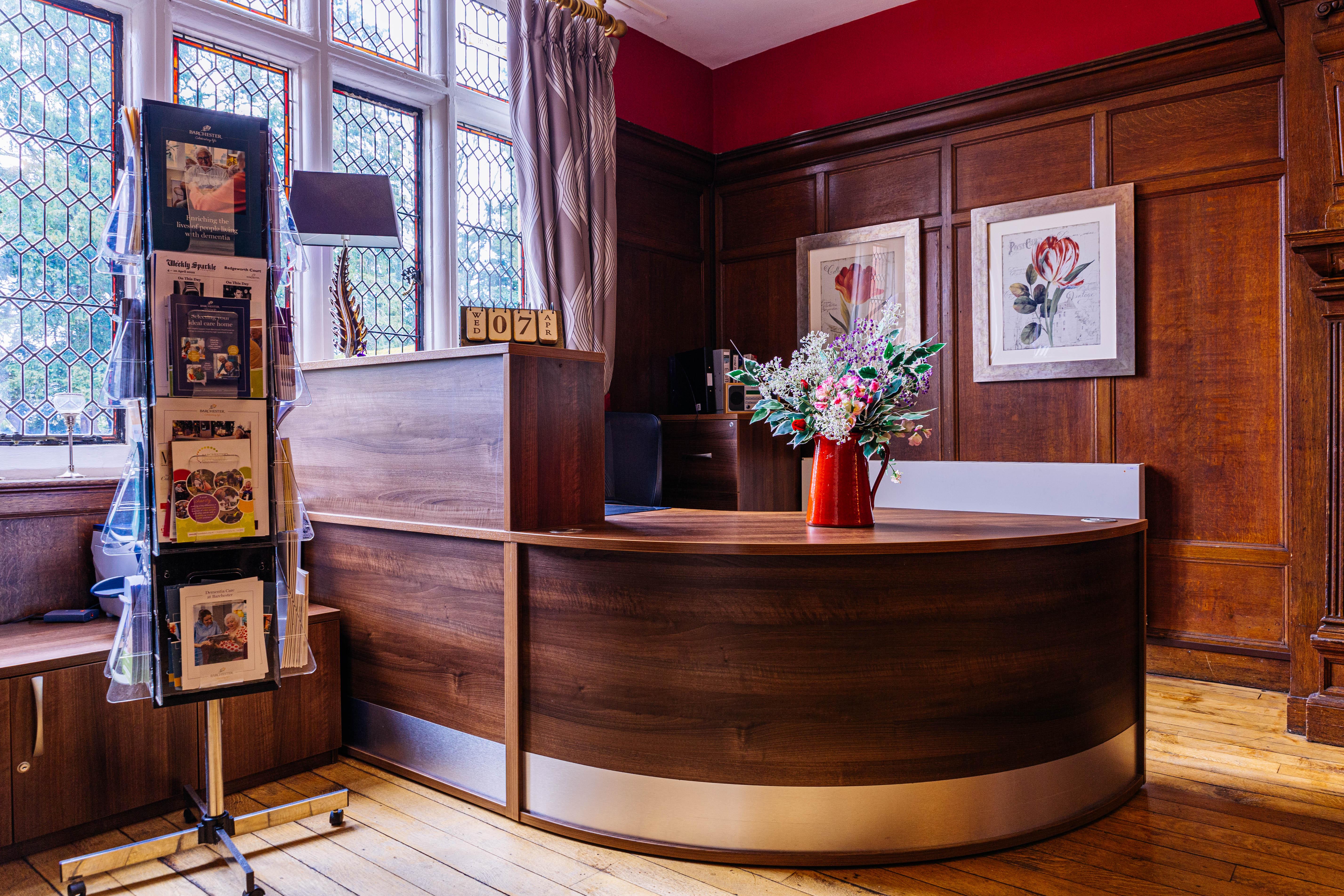 Reception at Badgeworth Court care home in Cheltenham