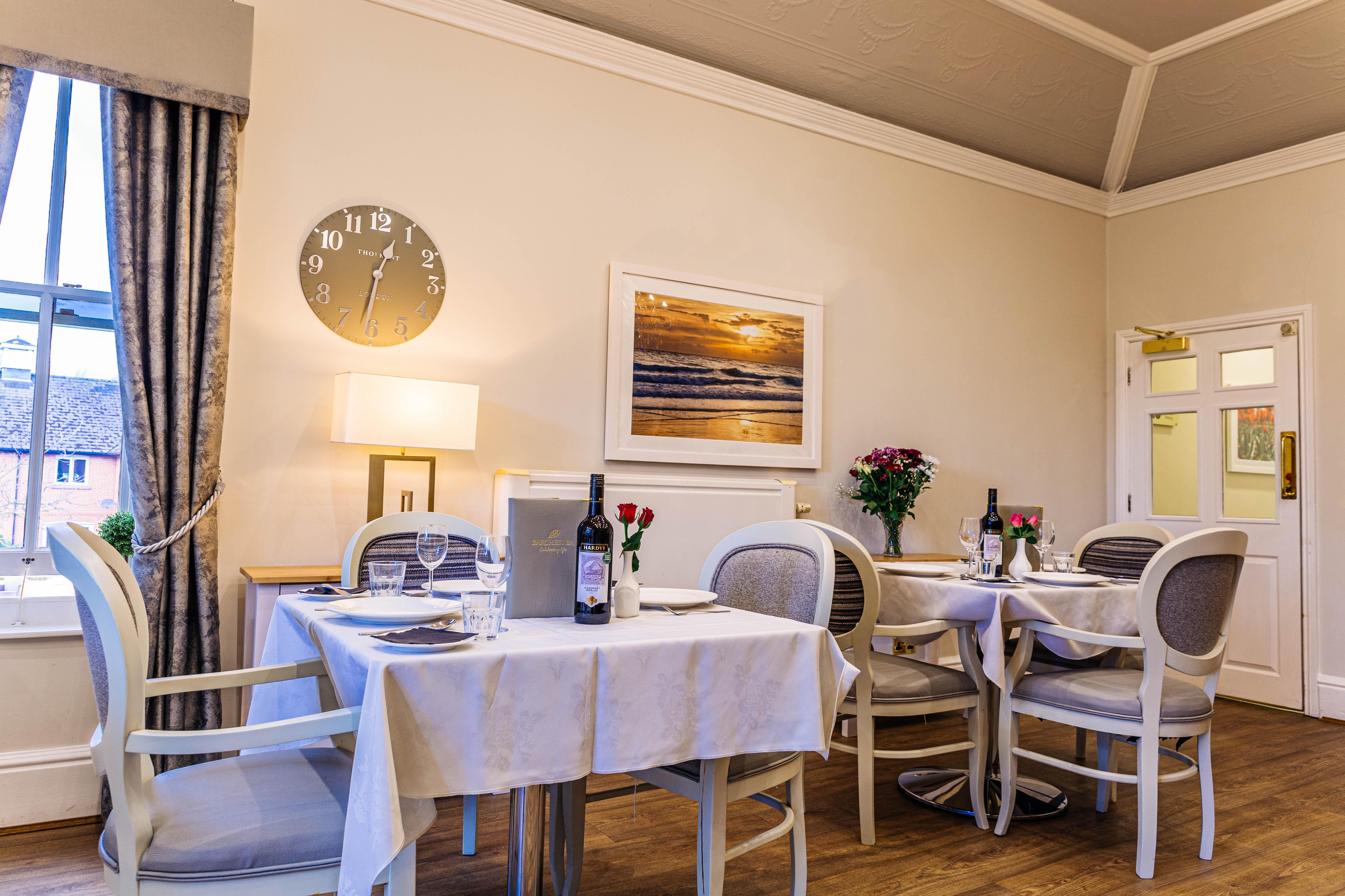 Dining at Badgeworth Court care home in Cheltenham