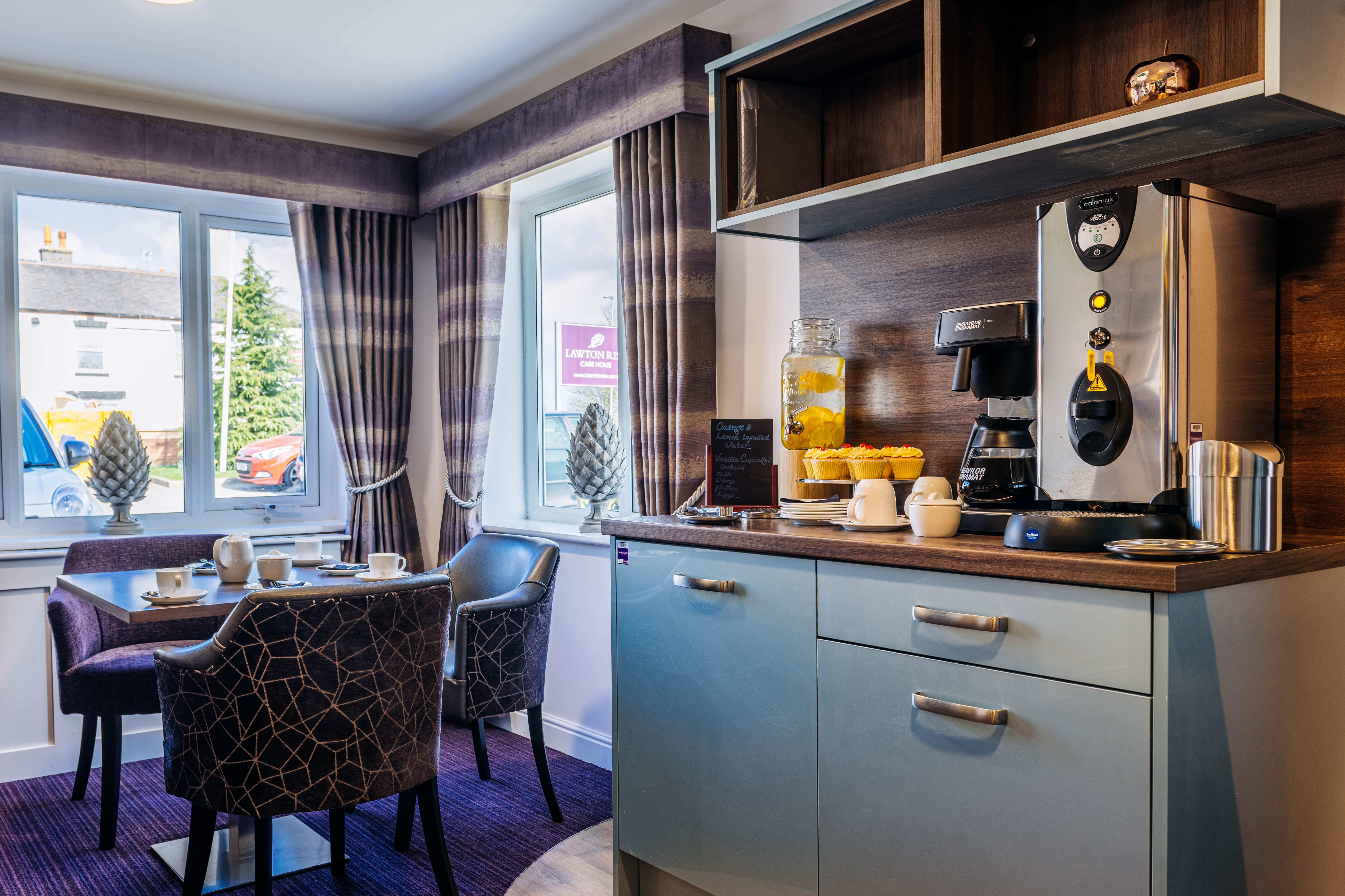 Refreshment area at Lawton Rise care home