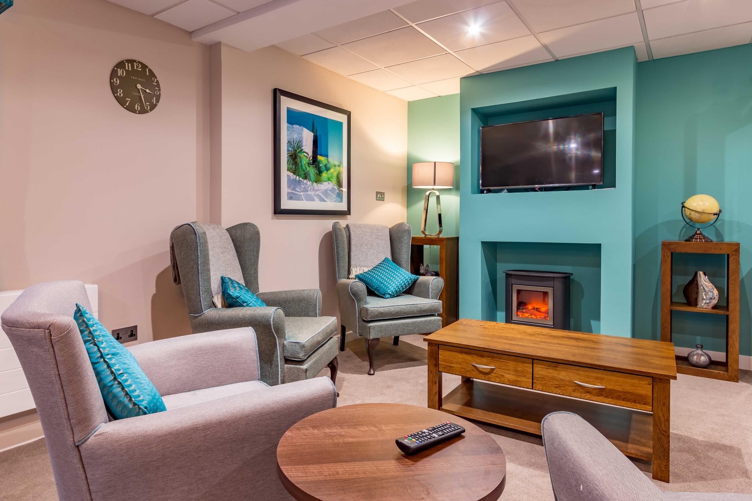 TV room at Llys-Y-Tywysog Care Home