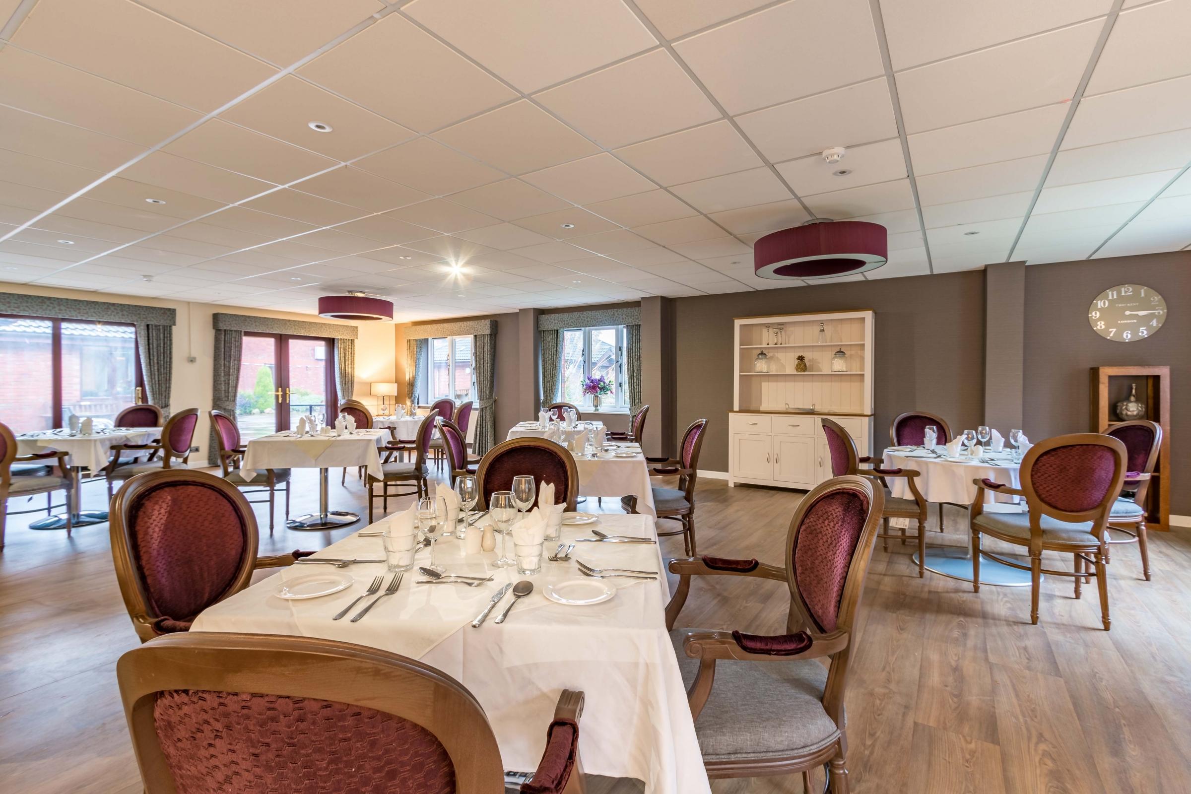 Dining room at Llys-Y-Tywysog Care Home