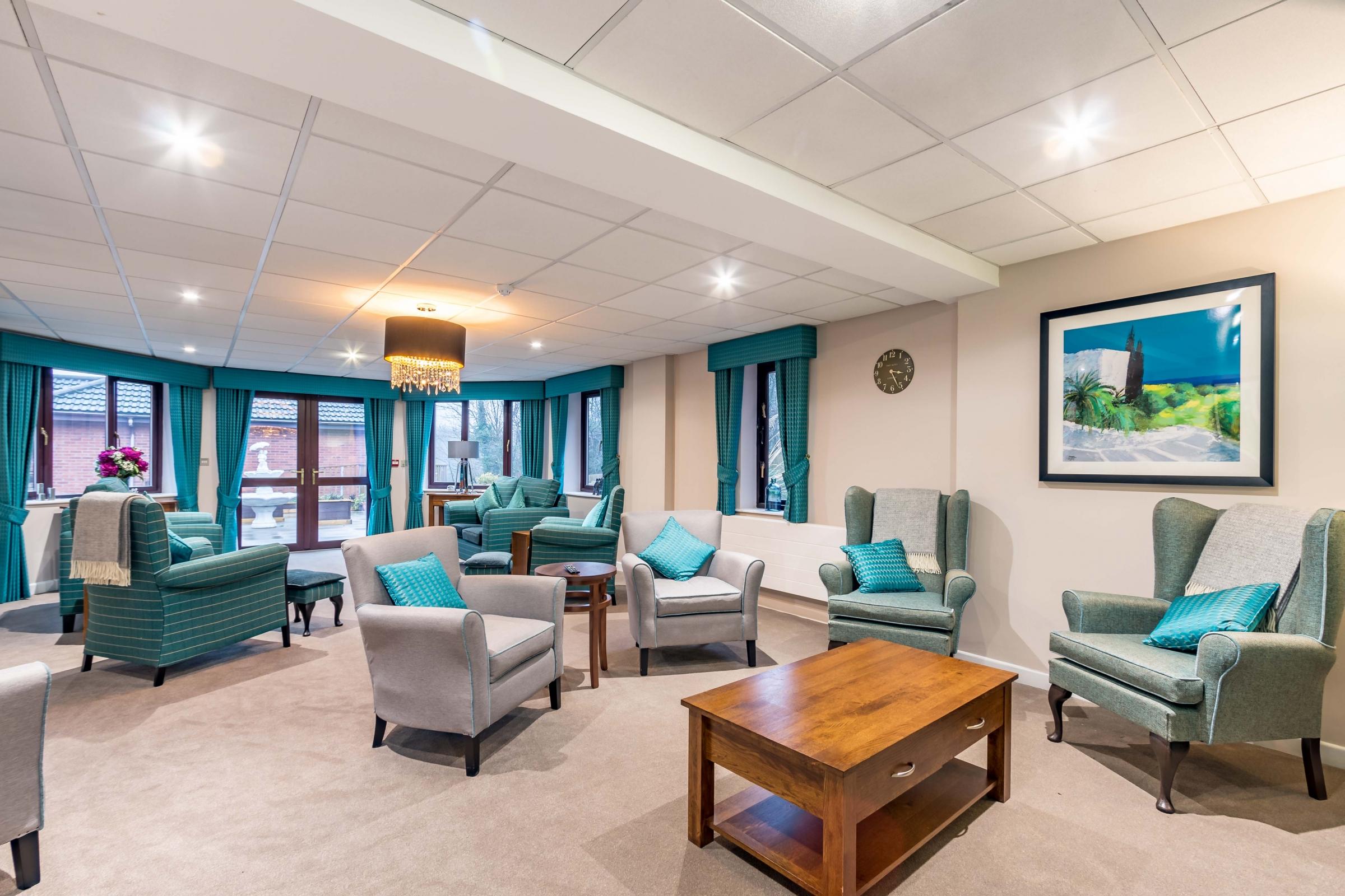 Seating area at Llys-Y-Tywysog Care Home
