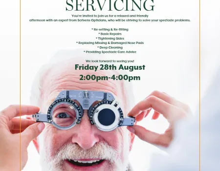 FREE SPECTACLE SERVICING WITH SCRIVENS OPTICIANS