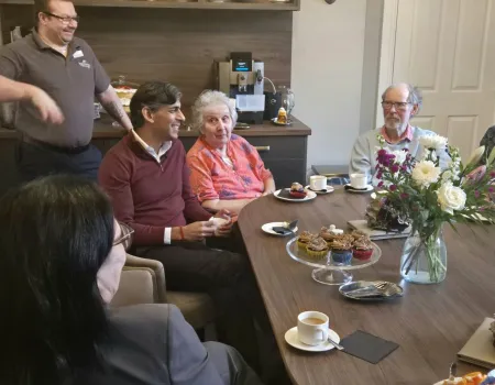 Home welcome VIP visitor for tour of the home