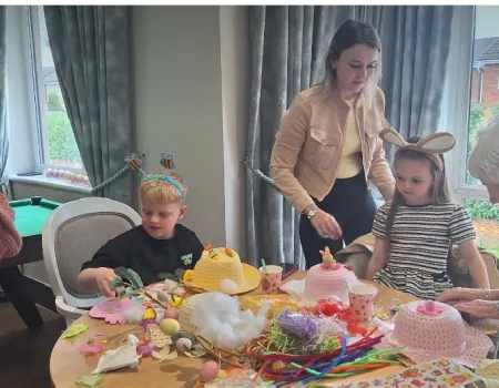 Intergenerational bonnet making 