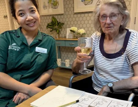 A Creative Afternoon: Residents Enjoy ‘Sip and Paint’ with Michelle