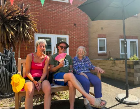 Residents enjoy BBQ in the courtyard