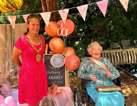 A Century of Smiles: Audrey Marks 100th Birthday with the Mayor as Guest of Honour at Epsom Beaumont Care Home