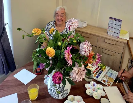 Donated dahlias and water colour paints
