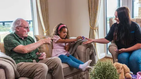 Dementia Resident with Daughter and Grandchild
