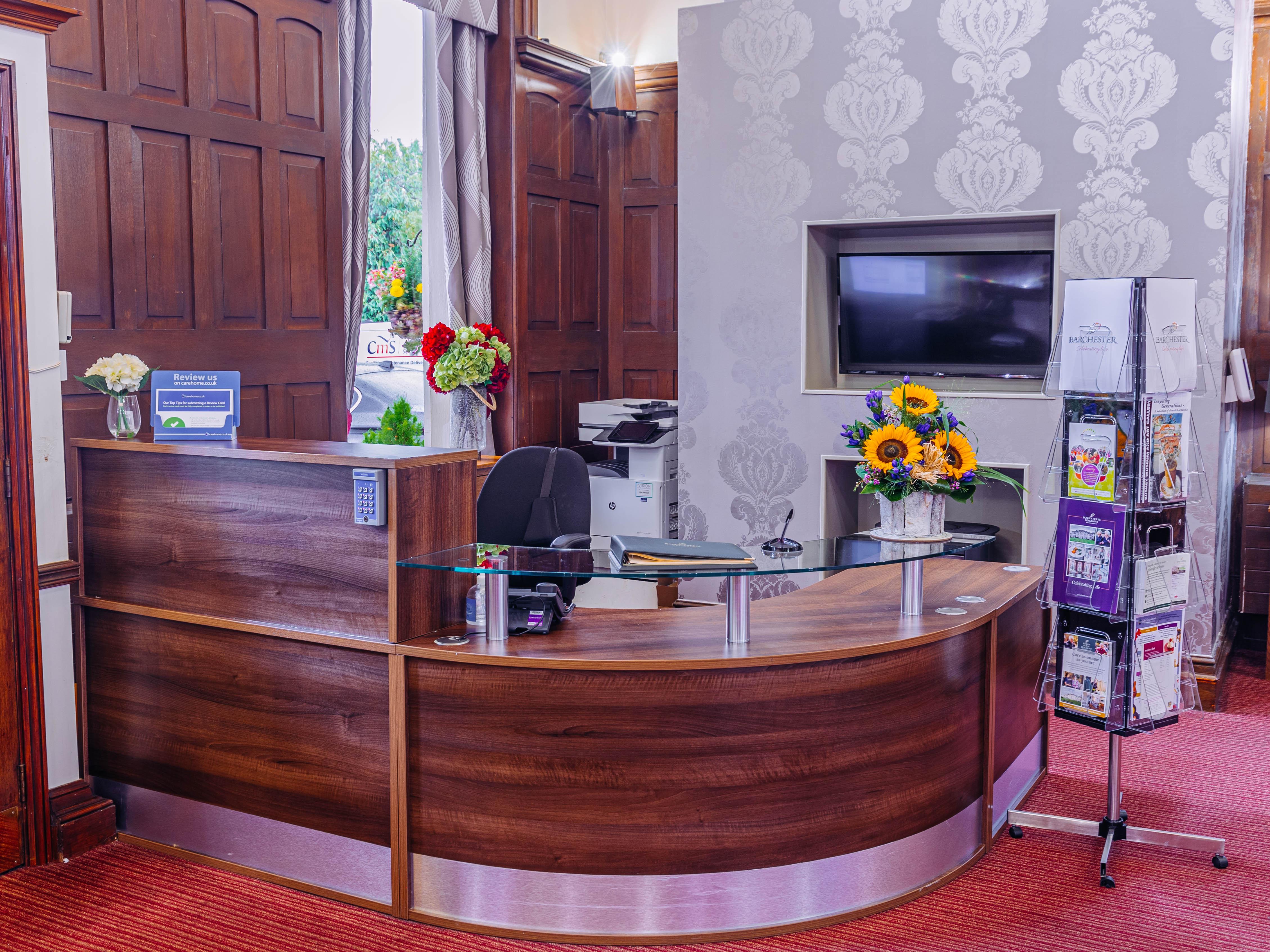 Reception at Bushey House Beaumont Care Home in Watford