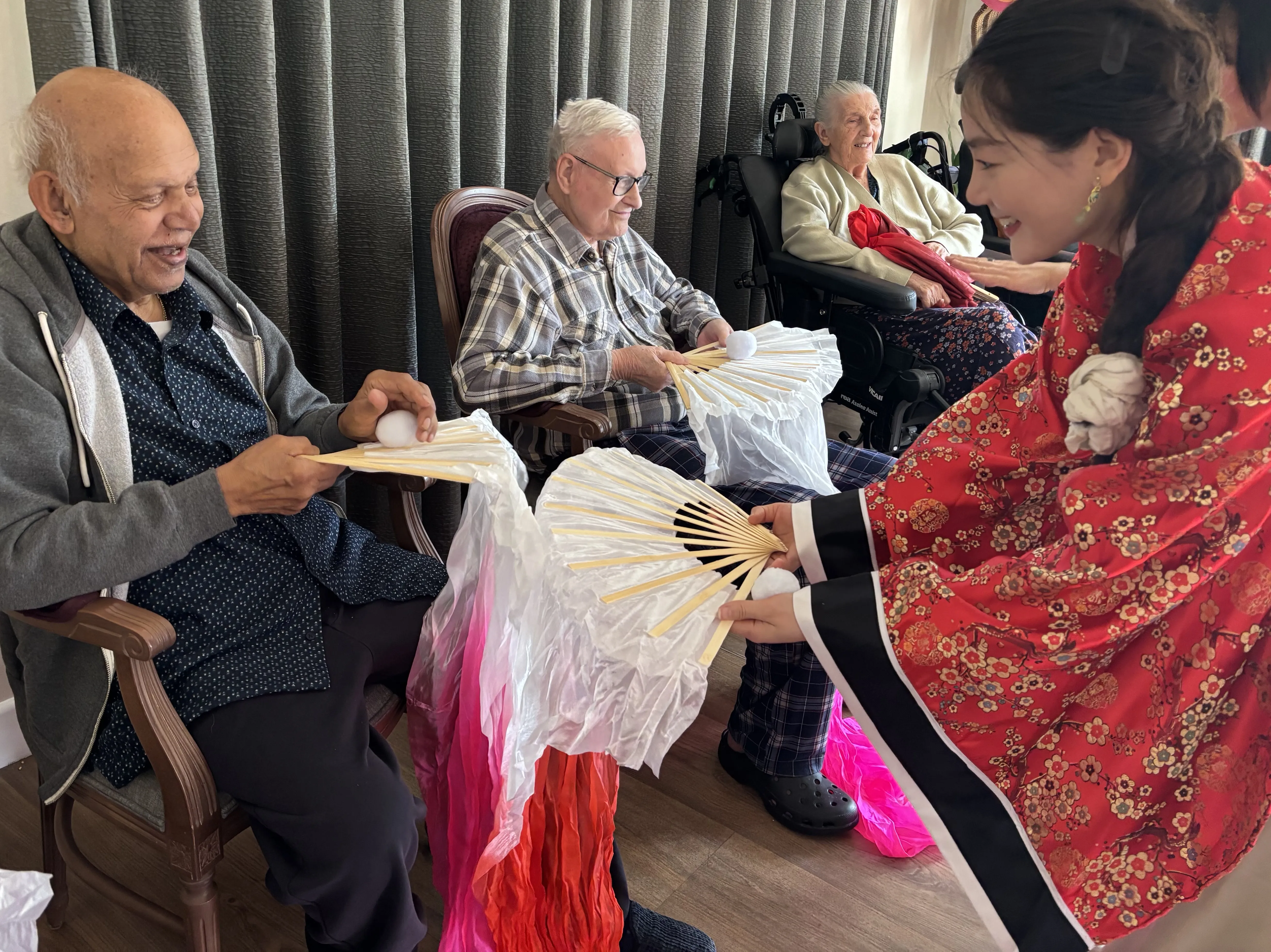 Chinese Fan Dancing at Atfield House for Chinese New Year
