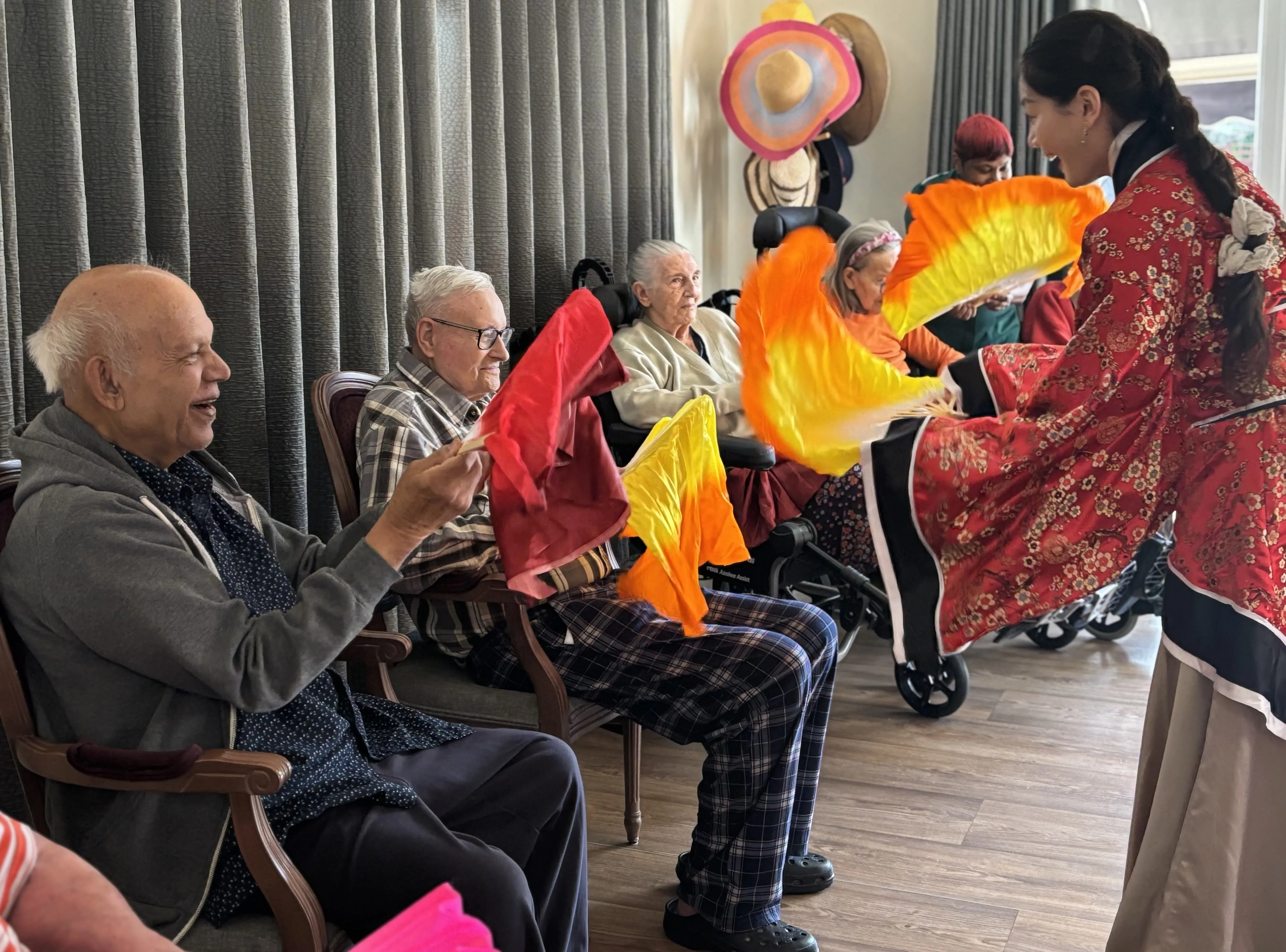 Chinese Fan Dancing at Atfield House for Chinese New Year