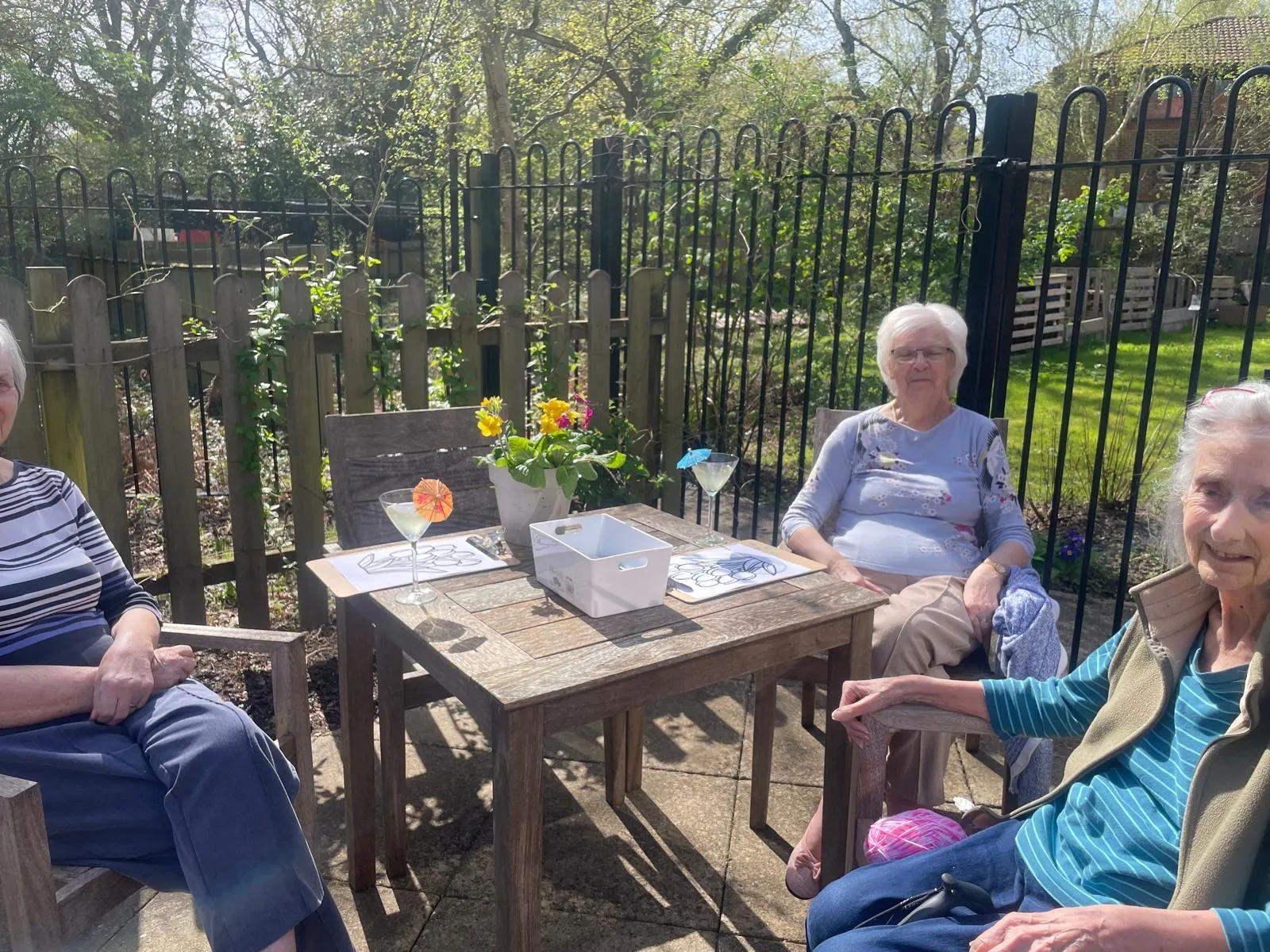 Relaxing in the garden with martinis