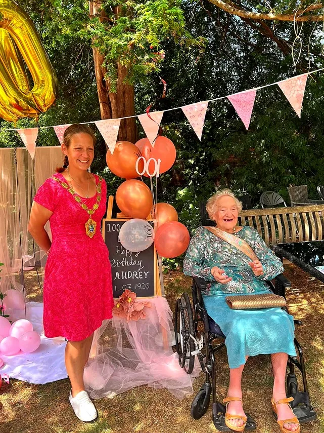 A Century of Smiles: Audrey Marks 100th Birthday with the Mayor as Guest of Honour at Epsom Beaumont Care Home