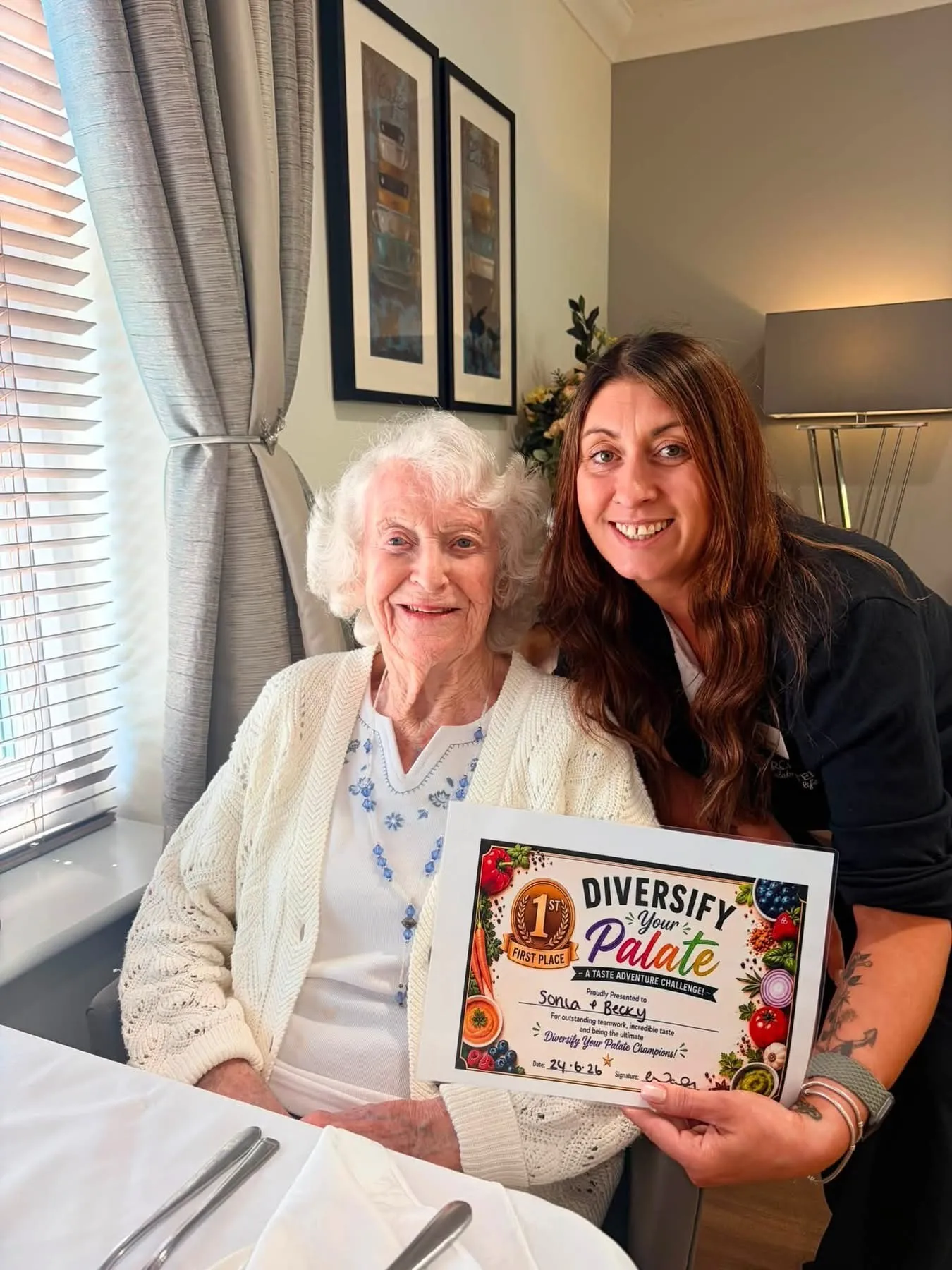 Resident and Staff Celebrate Victory with Special Fine Dining Experience at The Fernes Care Home